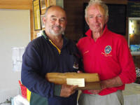 Winner Lew Horwood being presented trophy by Gil Walker